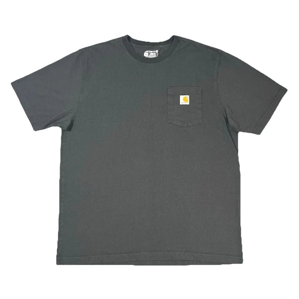 Carhartt K87 Mens T-Shirt XL Loose Fit‎ Pocket Short Sleeve Heather Black